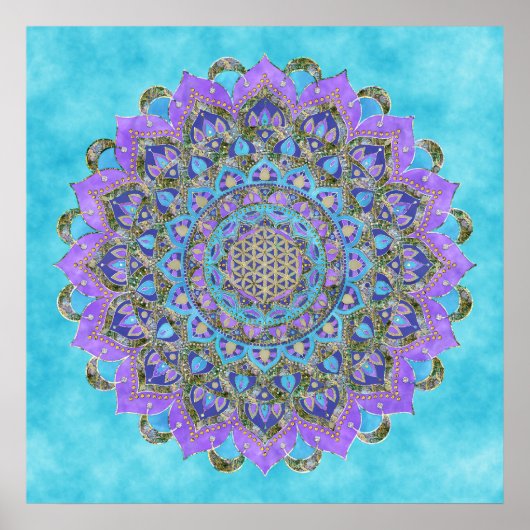 Blume des Lebens - Mandala India Style 1 Poster (Vorne)