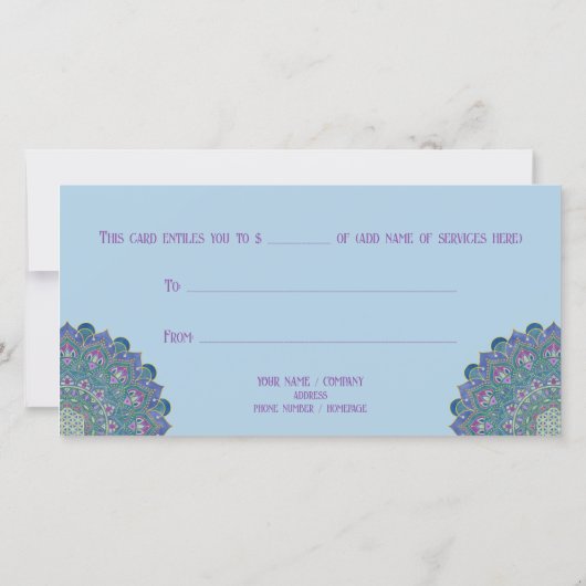 Blume des Lebens - Mandala Indien Stil 1 (Rückseite)