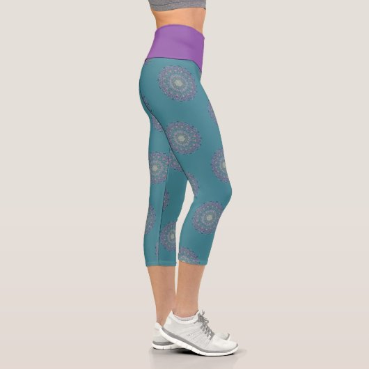 Blume des Lebens - Mandala Indien Stil 1 Capri Leggings (Rechts)