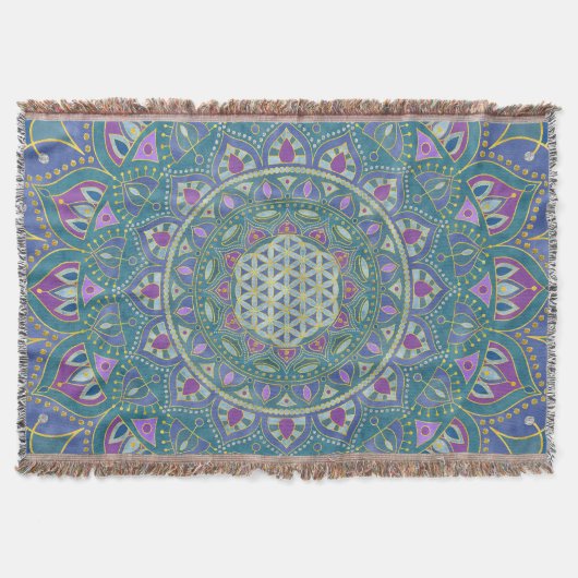 Blume des Lebens - Mandala Indien Stil 1 Decke (Vorderseite)