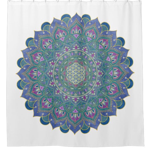 Blume des Lebens - Mandala Indien Stil 1 Duschvorhang (Vorderseite)