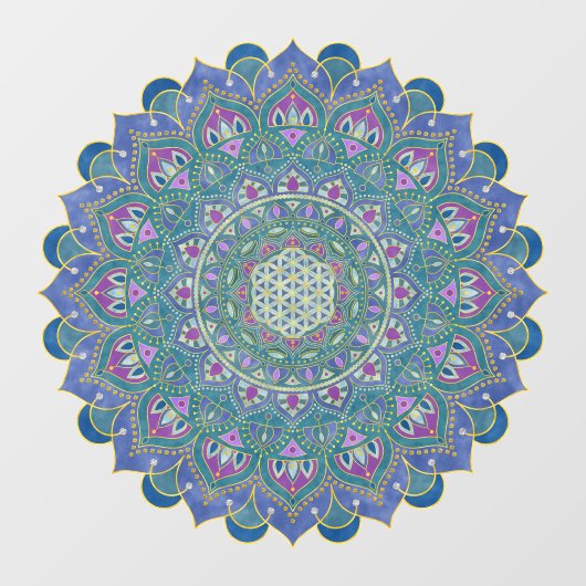 Blume des Lebens - Mandala Indien Stil 1 Fensteraufkleber (Blatt)