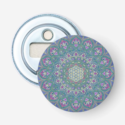 Blume des Lebens - Mandala Indien Stil 1 Flaschenöffner (Vorderseite)