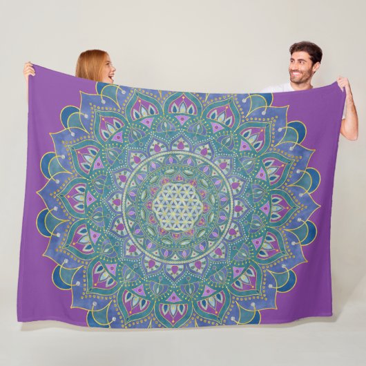 Blume des Lebens - Mandala Indien Stil 1 Fleecedecke (Beispiel)