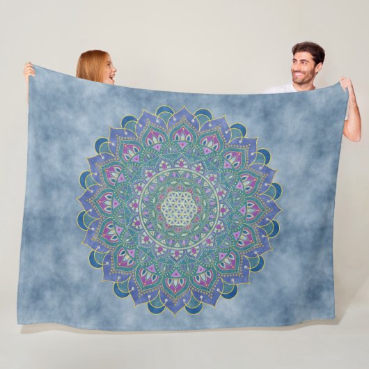 Blume des Lebens - Mandala Indien Stil 1 Fleecedecke (Beispiel)