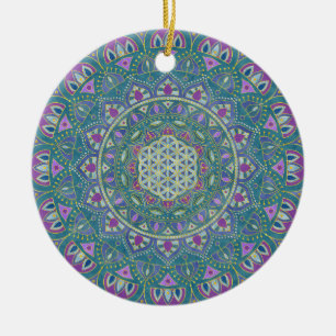 Blume des Lebens - Mandala Indien Stil 1 Keramik Ornament
