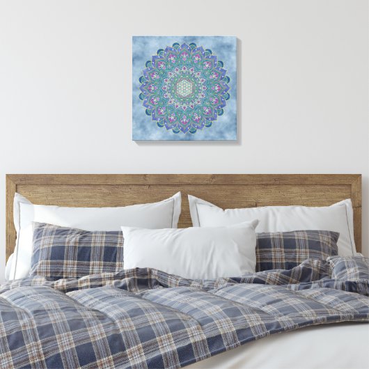 Blume des Lebens - Mandala Indien Stil 1 Leinwanddruck (Insitu (Schlafzimmer))