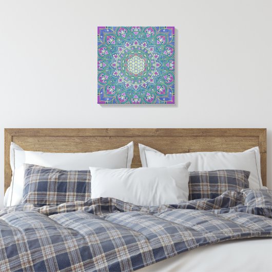 Blume des Lebens - Mandala Indien Stil 1 Leinwanddruck (Insitu (Schlafzimmer))