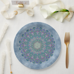 Blume des Lebens - Mandala Indien Stil 1 Pappteller