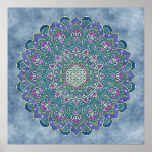 Blume des Lebens - Mandala Indien Stil 1 Poster (Vorne)