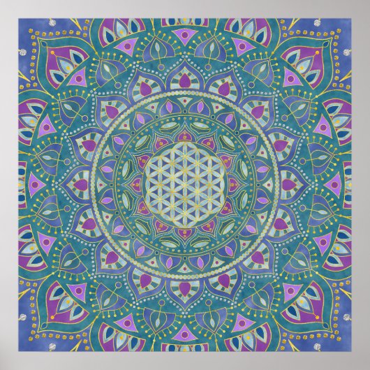 Blume des Lebens - Mandala Indien Stil 1 Poster (Vorne)