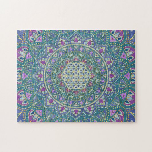 Blume des Lebens - Mandala Indien Stil 1 Puzzle (Horizontal)