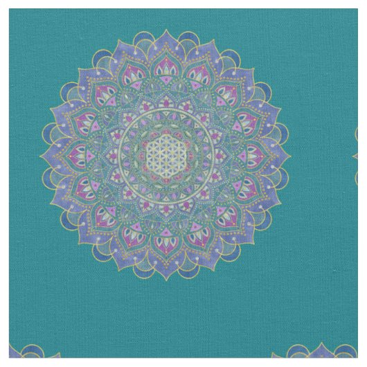 Blume des Lebens - Mandala Indien Stil 1 Stoff (Nahaufnahme)