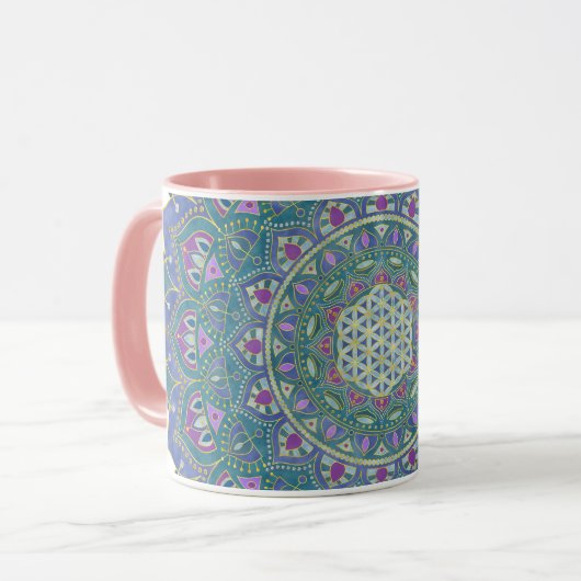 Blume des Lebens - Mandala Indien Stil 1 Tasse (Vorderseite Links)