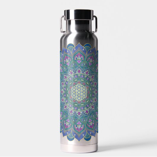 Blume des Lebens - Mandala Indien Stil 1 Trinkflasche (Vorne)