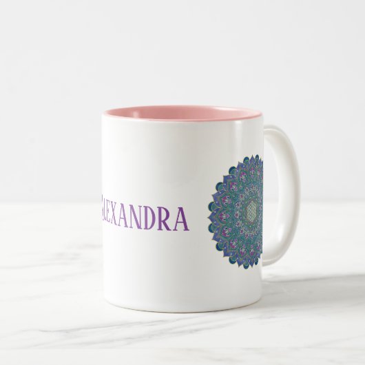 Blume des Lebens - Mandala Indien Stil 1 Zweifarbige Tasse (VorderseiteRechts)