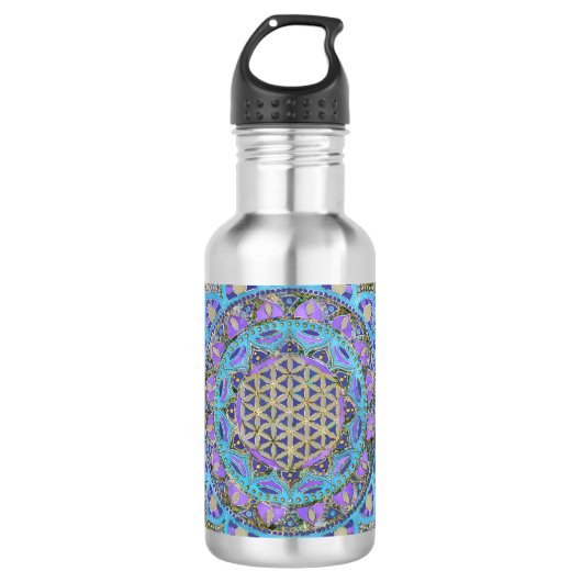 Blume des Lebens - Mandala Indien Stil 2 Edelstahlflasche (Vorderseite)
