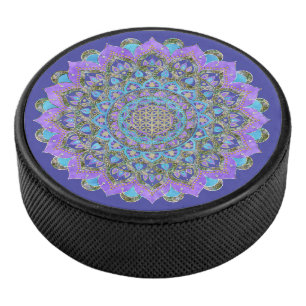 Blume des Lebens - Mandala Indien Stil 2 Eishockey Puck