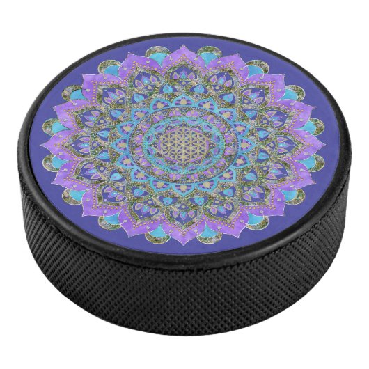 Blume des Lebens - Mandala Indien Stil 2 Eishockey Puck (3/4)