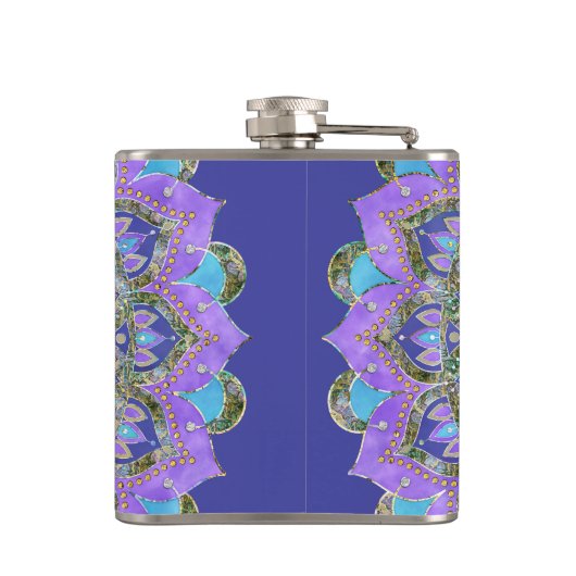 Blume des Lebens - Mandala Indien Stil 2 Flachmann (Rückseite)