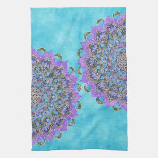 Blume des Lebens - Mandala Indien Stil 2 Geschirrtuch (Vertikal)