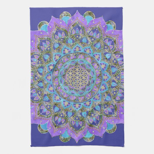 Blume des Lebens - Mandala Indien Stil 2 Geschirrtuch (Vertikal)