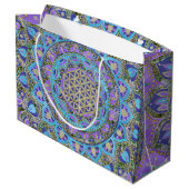 Blume des Lebens - Mandala Indien Stil 2 Große Geschenktüte (Rückseite Schrägansicht)