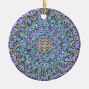 Blume des Lebens - Mandala Indien Stil 2 Keramik Ornament