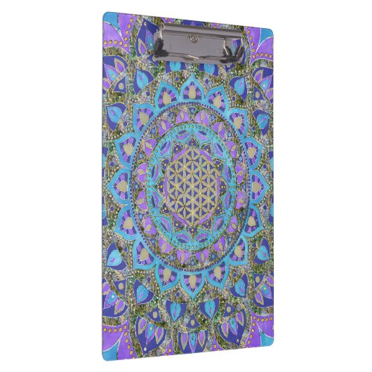 Blume des Lebens - Mandala Indien Stil 2 Klemmbrett (Rechts)