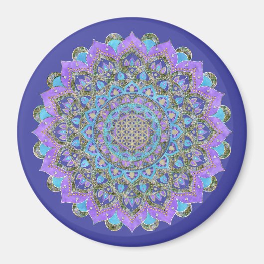 Blume des Lebens - Mandala Indien Stil 2 Magnet (Vorne)