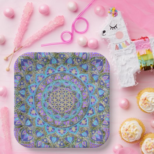 Blume des Lebens - Mandala Indien Stil 2 Pappteller (Party)