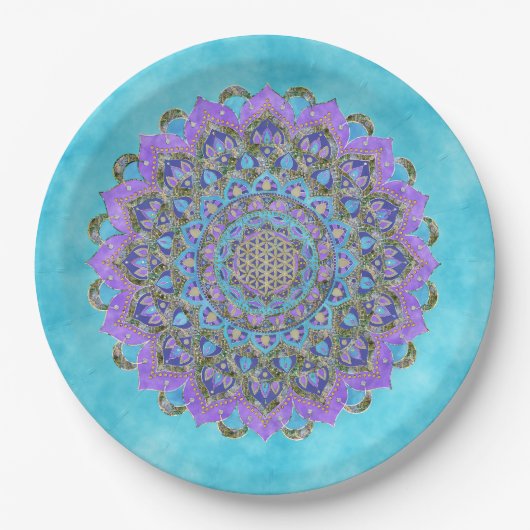 Blume des Lebens - Mandala Indien Stil 2 Pappteller (Vorderseite)