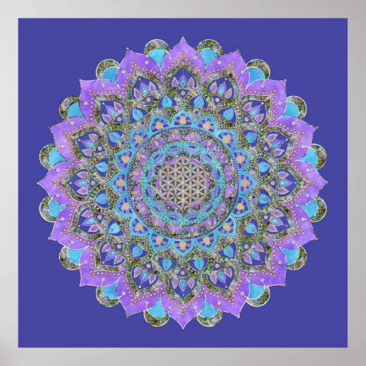 Blume des Lebens - Mandala Indien Stil 2 Poster (Vorne)