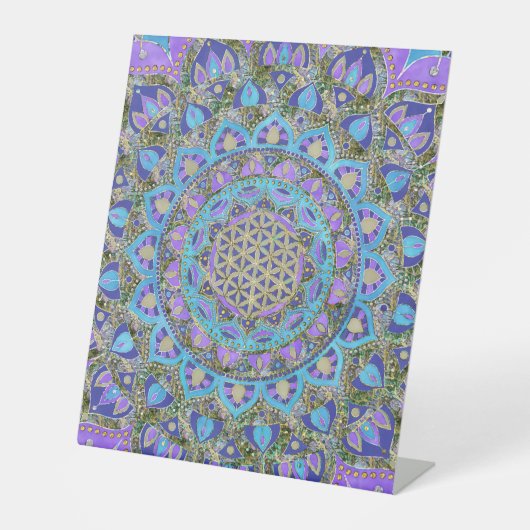 Blume des Lebens - Mandala Indien Stil 2 Sockelschild (Vorderseite)