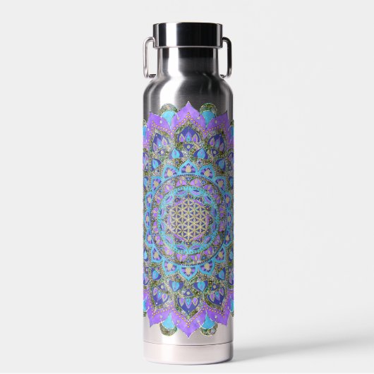 Blume des Lebens - Mandala Indien Stil 2 Trinkflasche (Vorne)