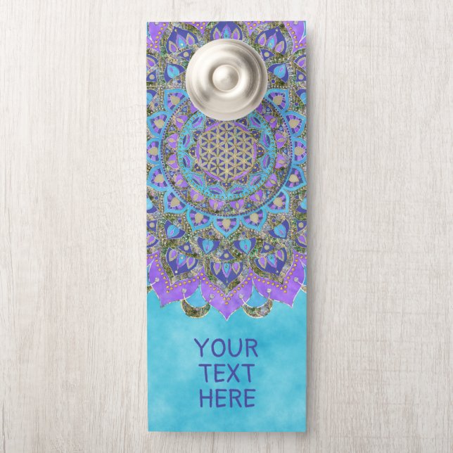 Blume des Lebens - Mandala Indien Stil 2 Türanhänger (Auf Knauf)