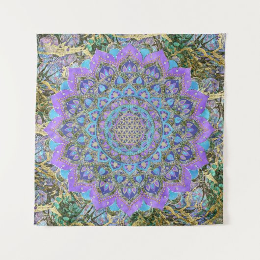 Blume des Lebens - Mandala Indien Stil 2 Wandteppich (Vorderseite (Horizontal))