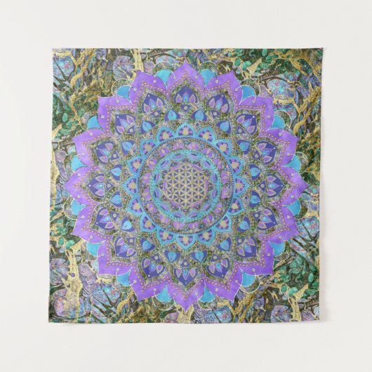 Blume des Lebens - Mandala Indien Stil 2 Wandteppich (Vorderseite)
