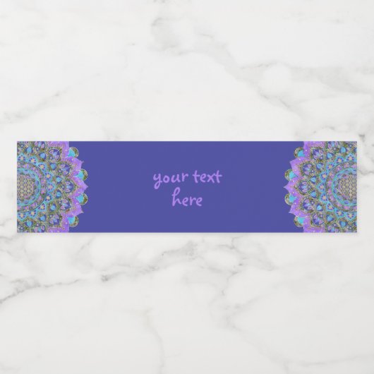 Blume des Lebens - Mandala Indien Stil 2 Wasserflaschenetikett (Einzelnes Label)