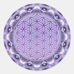 Blume des Lebens - Mandala - lila Runder Aufkleber