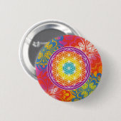 Blume des Lebens mandala Zen Button (Vorne & Hinten)