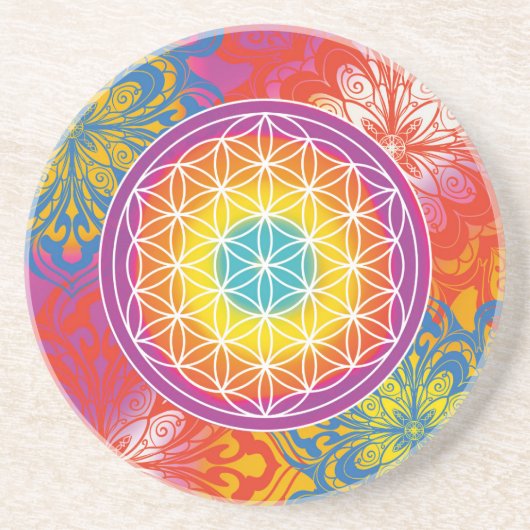Blume des Lebens mandala Zen Getränkeuntersetzer (Vorne)