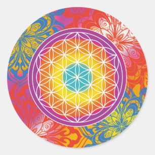 Blume des Lebens Mandala Zen Runder Aufkleber