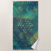 Blume des Lebens Marmor und Gold Strandtuch (Vorderseite)