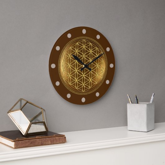 BLUME DES LEBENS - Medaillon der Heiligen Geometri Große Wanduhr (Büro)