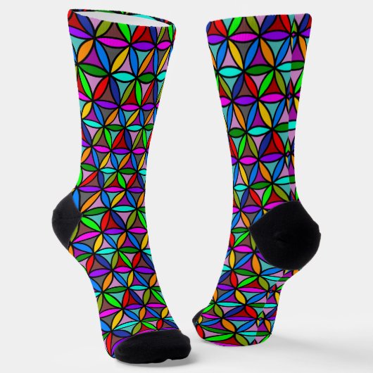 BLUME DES LEBENS - mehrfarbige Abstufungen Muster  Socken (Gewinkelt)