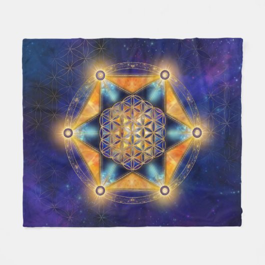 Blume des Lebens Merkaba Stern - Heilige Geometrie Fleecedecke (Vorderseite (Horizontal))