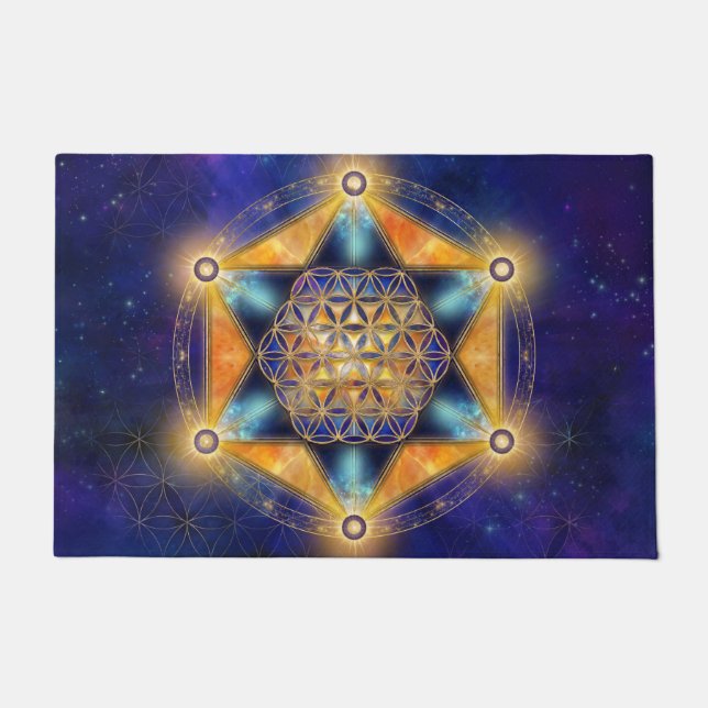 Blume des Lebens Merkaba Stern - Heilige Geometrie Fußmatte (Vorderseite)