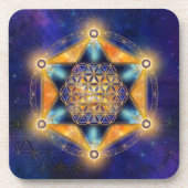 Blume des Lebens Merkaba Stern - Heilige Geometrie Getränkeuntersetzer (Vorderseite)
