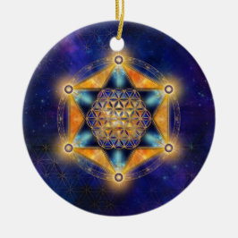 Blume des Lebens Merkaba Stern - Heilige Geometrie Keramik Ornament